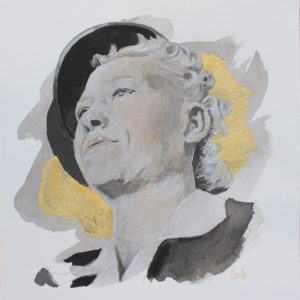 mixed media with gold leaf Painting from Carrie Brummer's Anonymous Woman series