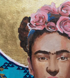 close up of Frida Kahlo painting