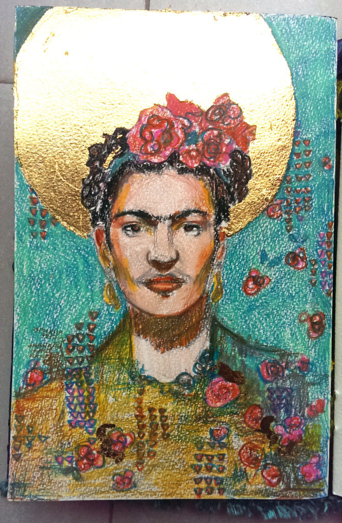 artist carrie brummer's sketch of Frida Kahlo