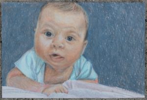 Portrait of my daughter in colored pencil