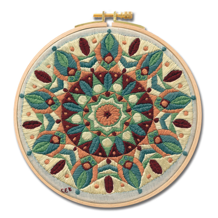 LeafCatcherMandalaLR art and collectibles, fiber arts, embroidery, embroidery hoop art, embroidery art, wall art, room decor, contemporary, hoop art, needlework art, modern embroidery, thread painting, yoga art gift, mandala art,