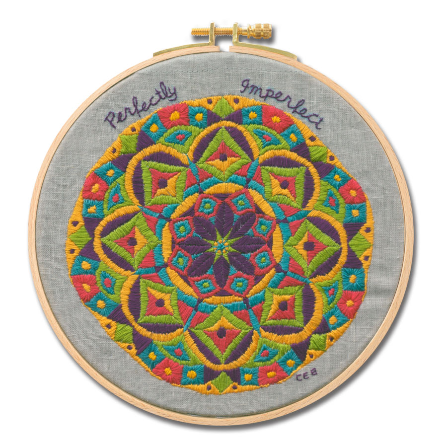 PerfectlyImperfectMandalaLR art and collectibles, fiber arts, embroidery, embroidery hoop art, embroidery art, wall art, room decor, contemporary, hoop art, needlework art, modern embroidery, thread painting, yoga art gift, mandala art,