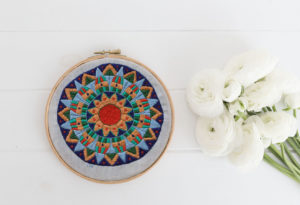 art and collectibles, fiber arts, embroidery, embroidery hoop art, embroidery art, wall art, room decor, contemporary, hoop art, needlework art, modern embroidery, thread painting, yoga art gift, mandala art,