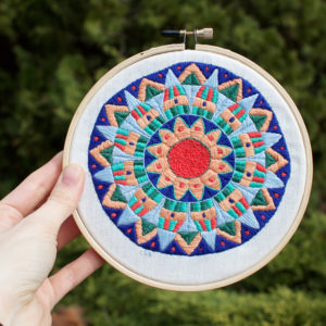 art and collectibles, fiber arts, embroidery, embroidery hoop art, embroidery art, wall art, room decor, contemporary, hoop art, needlework art, modern embroidery, thread painting, yoga art gift, mandala art,